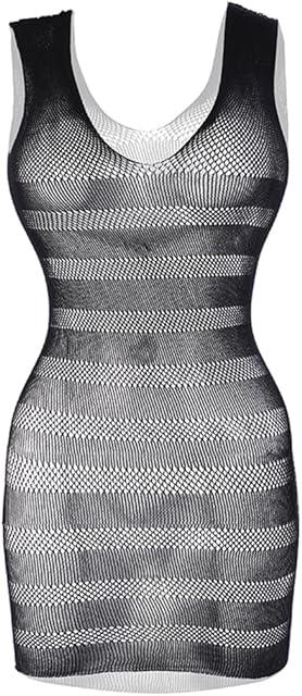 Women Fishnet Lingerie V-Neck Sleepwear One Size One Piece Babydoll Mini Dress One Piece