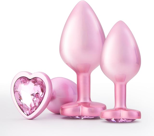 Anal Butt Plug Sex Toys - UTIMI Anus Plug with Crystal Diamond Base Adult Anal Trainer Kit Anal Bead for Women Men and Beginners Prostate Massage | 3 PCS, Pink