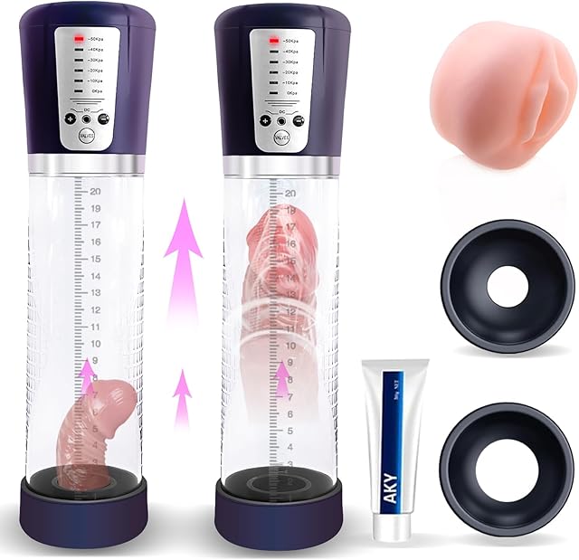 Electric Penis Enlargement Vacuum Pump, 4 Suction Strengths, YGOJKE Rechargeable Automatic High Vacuum Penis Enlargement Extension Pump, Male Couple's Toys, Comes with Pocket Cat (Basic Large)