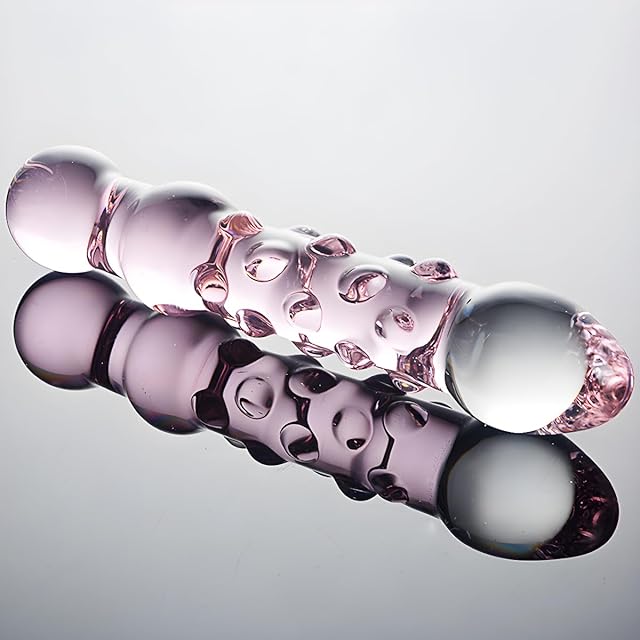 Glass Dildo,Crystal Double-Ended Penis Pleasure Sex Wand,Glass Butt Plug with Anal Beads Bump Stimulato,G-spot Stimulator Prostate Massager Adult Sex Toy & Games for Men Women Couple Play