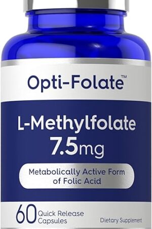 Carlyle L Methylfolate 75 mg | 60 Capsules | Optimized and Activated | Non-GMO, Gluten Free | Methyl Folate, 5-MTHF | by Opti-Folate