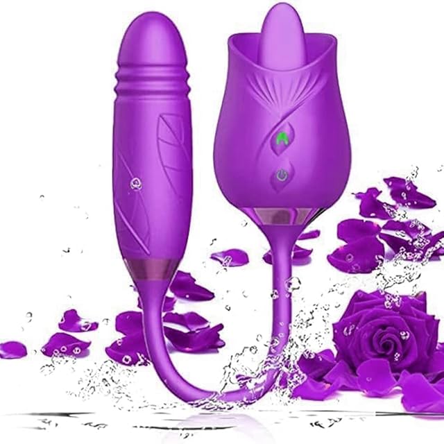 Generic 2024 Rose Viboator Stimulator Licking Sucking 10 Speed Adult Tools for Women Quiet Birthday Gift Fast Charge Waterproof Waterproof, Dual Motor-BZ1803, Purple