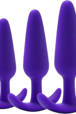Anal Butt Plug for Comfortable Long-Term Wear 3Pcs Silicone Sex Toys with Flared Base Anal Butt Trainer Kit for Beginners Advanced Users (Purple)