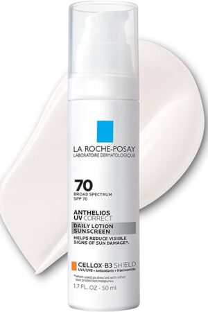 La Roche-Posay Anthelios UV Correct Sunscreen Moisturizer SPF 70, Daily Anti-Aging Face Moisturizer with Sunscreen and Niacinamide to Even Skin Tone & Fine Lines, Sun Protection for Sensitive Skin