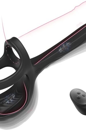 Double Penetration Sex Toys for Couples, 3-in-1 Vibrating Cock Ring with 10 Modes, Anal Toys Anal Dildo Vibrator Butt Plug, Testicles Vaginal Stimulator, Adult Toy, Sex Things for Couples Kinky