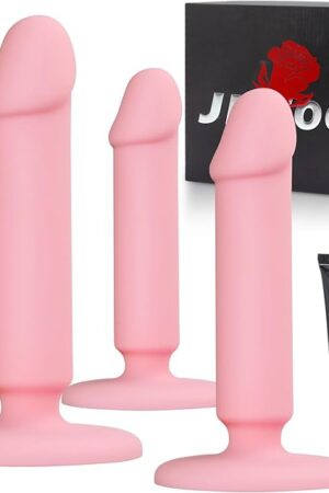 Butt Plug Pink Dildo Trainer Kit, 3PCS Silicone Anal Plug Sex Toys Kit, Anal Dildos Anal Plugs Trainer Set for Adult Starter Beginner Men Women Couples Anal Dildo Anal Plugs Toys