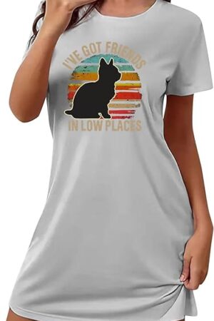 I Am The Friend In Low Places Nightgown Women Summer Short Sleeve T-Shirt Nightdress Funny Saying Graphic Sleepshirt