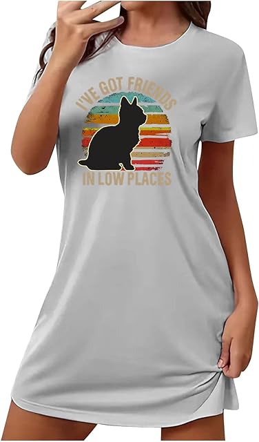 I Am The Friend In Low Places Nightgown Women Summer Short Sleeve T-Shirt Nightdress Funny Saying Graphic Sleepshirt