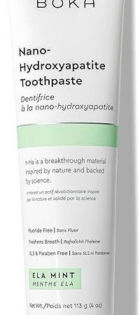 Boka Fluoride Free Toothpaste, Nano Hydroxyapatite Toothpaste, Appropriate for Sensitive Teeth - for Adult, Kids Oral Care - Ela Mint Flavor, 4 Fl Oz 1Pk US Manufactured