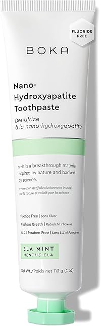 Boka Fluoride Free Toothpaste, Nano Hydroxyapatite Toothpaste, Appropriate for Sensitive Teeth - for Adult, Kids Oral Care - Ela Mint Flavor, 4 Fl Oz 1Pk US Manufactured