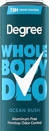 Degree Men Whole Body Deodorant Spray for Men, Ocean Rush Scent, Aluminum Free 72H Odor Protection 4 oz