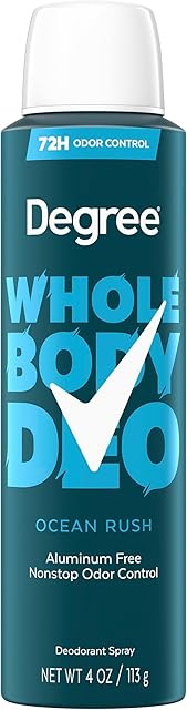 Degree Men Whole Body Deodorant Spray for Men, Ocean Rush Scent, Aluminum Free 72H Odor Protection 4 oz