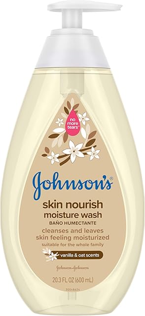 Johnson's Skin Nourishing Moisture Baby Body Wash With Vanilla & Oat Scents, Hypoallergenic & Tear Free Baby Bath Wash, Paraben-, Dye-, Sulfate & Phthalate-Free, 203 fl oz