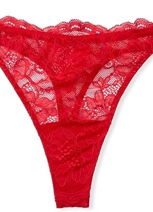Women's Lace Thong Underwear, Women's Panties, Very Sexy Collection, Red (L)