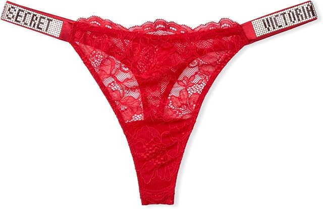 Women's Lace Thong Underwear, Women's Panties, Very Sexy Collection, Red (L)