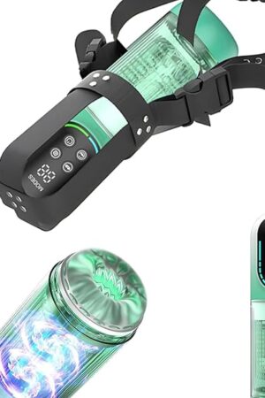 Hands Free Male Masturbator - Automatic Sex Blowjob Machine with Dual Vibrating Eggs & Realistic 3D Textured Sleeve & 7 Thrusting & Rotating & Vibration & Licking Modes, Penis Sucking Sex Toys for Men