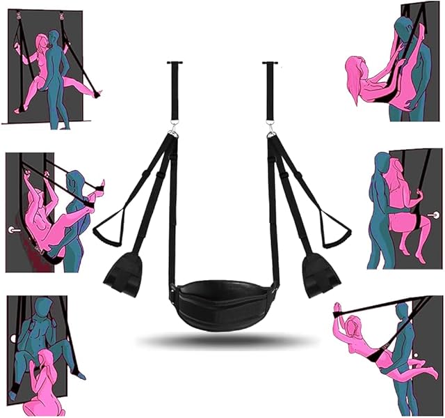Generic Sex Furniture Sex Swings Sex Bondage Sex Door Swing 2024 New Third Generation Products Wider Plush Cushions and Rubber armrests Make Longer Straps Easier to sit on Black Sweater