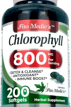 Lab - Chlorophyll - Pure - 800 mg per Serving- 200 Softgels - Chlorophyll Capsules -Detox Cleanse, Greens Supplements- Chlorophyll Pills - Ultra high Absorption