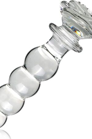 Crystal Anal Dildo Butt Plug - Clear Glass Anal Plug with Gradual Large Anus Beads, Transparent Anal Dildo Butt Plug Vaginal Prostate Massage Stimulation Anal Sex Toy for Men Women Couple (M)
