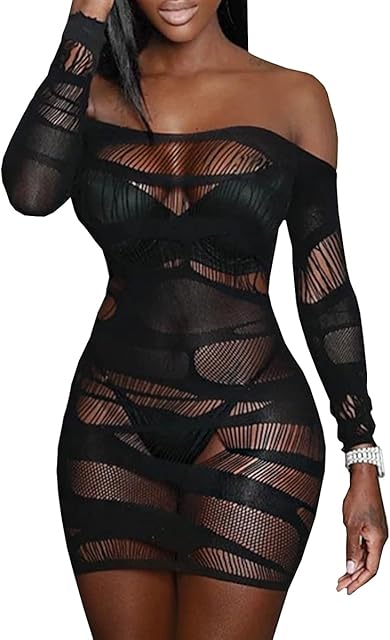 Women Lingerie Dress One Piece Babydoll Sexy Nightwear Bodycon Ripped Mini Dresses