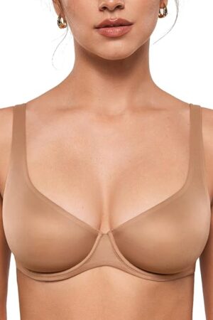 Women's Mesh Balconette Bra Sexy Demi Supportive Comfortable Seamless Underwire Unlined Sheer Bras