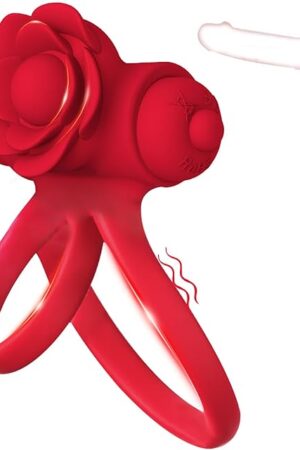 Couple Vibrator with Rose Appearance Couples Sex Toy - Dual Cock Ring and Clitoral Vibrator, Vibration Mode for Extended Playtime, Waterproof Silicone Couple Sex Toy, Mini and Cheap