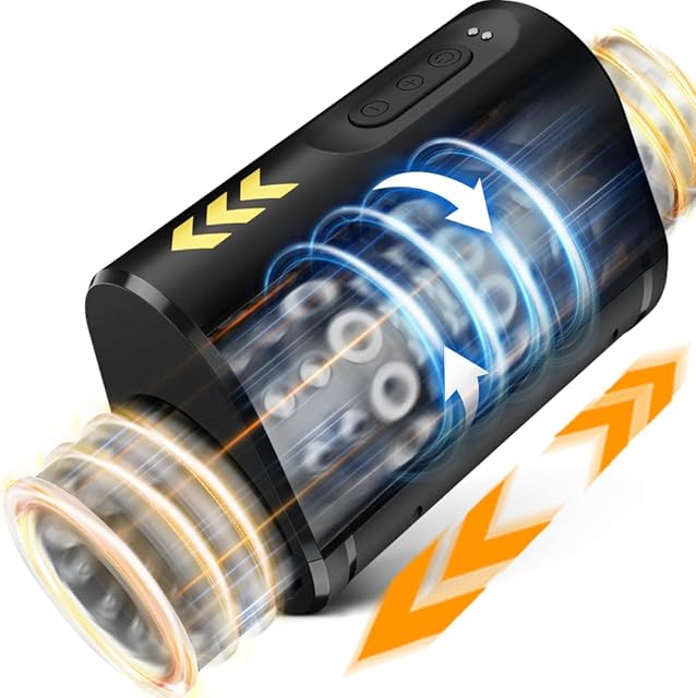 Fully Waterproof Automatic Male Masturbator Cup, 7 Thrusting & Rotating Through-open Portable Penis Vibrator, Blowjob Pocket Pussy Male Stroker with 3D Realistic Vagina Adult Sex Toys for Men Pleasure