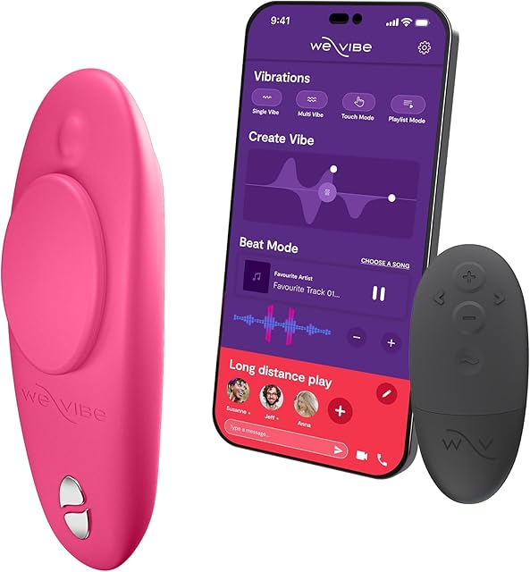 We-Vibe Moxie Wearable Lay On Panty Vibrator | Remote & App Control Vibrating Sex Toy for Couples | Clitoral Stimulator with 10 Intensity Levels | Adult Sexual Pleasure Tools | Waterproof | Pink
