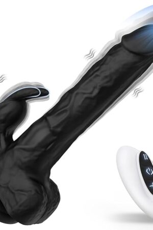 Black Thrusting Dildo Vibrator Sex Toys for Women, Gepoch Realistic Dildos for G Spot Anal Stimulation with 10 Thrusting and Vibration Modes, Remote Control Vibrator with Cup Suction Dildos Adult Toy