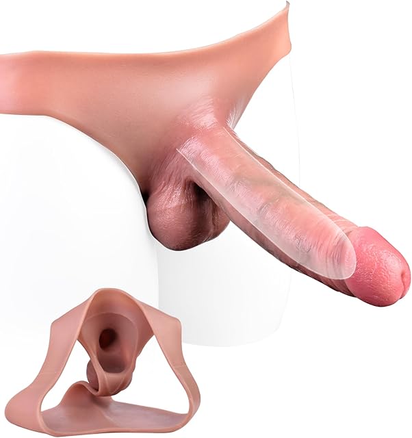 Hollow Strap On Wearable Dildo Panties, Realistic Strap on Dildo with 75 inch Harness Strapon, Soft Silicone Penis Sleeve Extender, Anal G Spot Play, Sex Toys for Male Women Couples