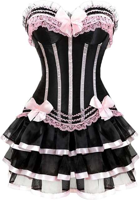 Women's Lace Up Boned Overbust Corset Bustier Lingerie Bodyshaper Top