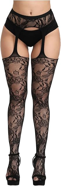 Fishnet Stockings Suspender Thigh High Pantyhose Stockings Sexy Mesh Lingerie Tights Garter Belt Stocking for Women