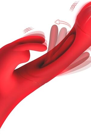 INMI Rabbit Flick Flicking Rabbit Vibrator for Women & Couples Vibrating Shaft and G-Spot Head, Flicking Features Vibrating Rabbit Ears, Made with Premium Silicone, Rechargeable 2 Pieces, Red