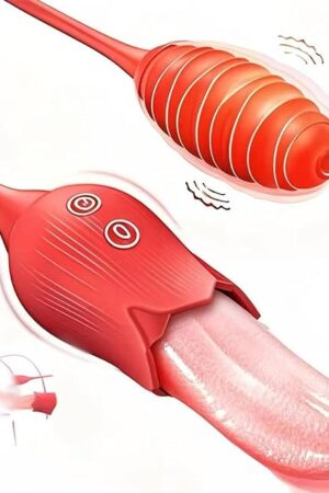 G-spot Vibrator Tongue Sex Toy for Women, 2IN1 Silicone Tongue Clitoral Stimulator Sex Toy with 10 Licking Biting & Vibrating Modes Anal Clit Nipple Vibrators for Female Sex Toys Red