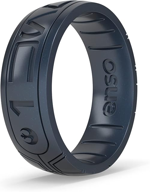 Enso Rings Star Wars Silicone Ring - I Know You - Comfortable and Flexible Design - Aurebesh - Black Pearl - Size 10