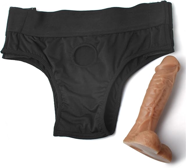 Wearable Penis Enlarger Sleeve Silicone Hollow Dildo with Harness Pants: Realistic Penis Sleeve Wearable Dildo Sleeve Adult Sex Toy