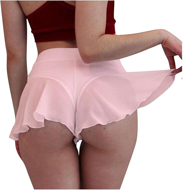 Women's Sexy Yoga Shorts Booty Hot Pants High Waist Gym Workout Butt Lifting Sports Dance Lingerie Skirts