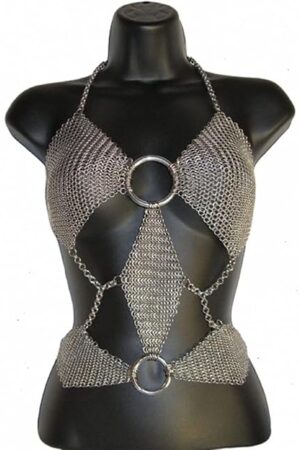 Aluminium Wire Ring Chainmail Fancy Sexy Medieval Bra Top Queen Look Butted Chainmail Bra Top A
