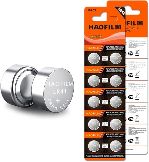 HAOFILM LR41 AG3 392 384 192 Advanced Alkaline Battery, 15V Round Coin Cell Battery (Pack of 10)