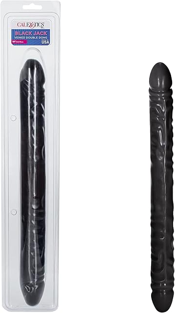 CalExotics Veined Double Dong 18 Inch Double-Ended Dildo, Soft Pliable and Highly Detailed - Black SE-0196-03-2