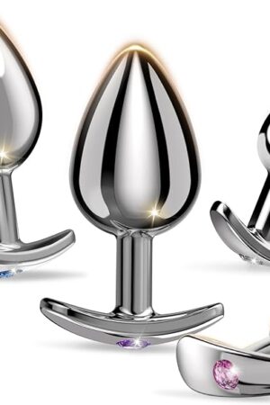 Anal Plug Beginner Set Anal Toys - Beginner 4 Piece Set Sex Toys with Crystal Hook Base SM Sex Toys for Adult Games Toy Anal Trainer Kit buttplug for Adult Unisex Women and Men Couple