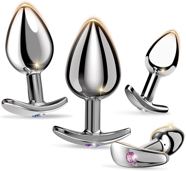 Anal Plug Beginner Set Anal Toys - Beginner 4 Piece Set Sex Toys with Crystal Hook Base SM Sex Toys for Adult Games Toy Anal Trainer Kit buttplug for Adult Unisex Women and Men Couple