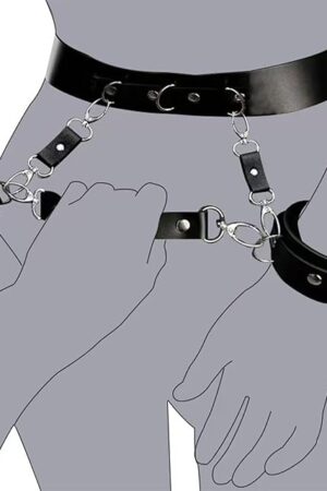 Black Bondage Restraints Blet with Handcuffs Bondage Harness Bondage Gear & Accessories Bondage Belt & Cuff Set  Restraint for Couples  Perfect for Special Occasions & Intimate Play