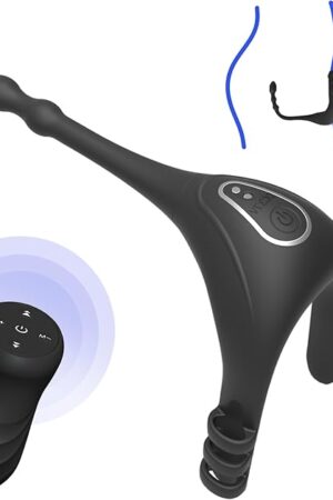 Vibrating Cock Ring Prostate Massager - Anal Sex Toys Vibrating Butt Plug with 10 Vibration Modes for Men or Couples - Independant Dual Motor with Remote Control