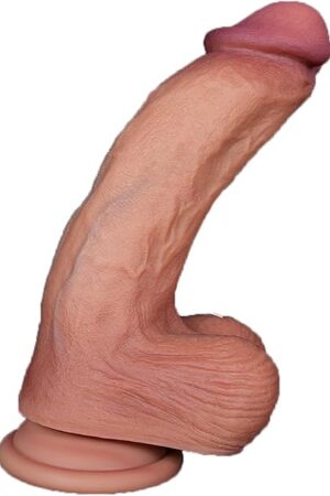 3 Sizes of Double Layer Skin Color Silicone Realistic Dildo, Lifelike Thick Dildo Fake Penis Dildo with Strong Suction Cup Adult Sex Toy for Women - S
