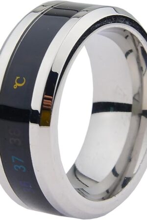 Adult Sex Toys Stainless Steel Luminous Temperature SM Cock Ring Metal Penis Ring LCD Screen Temperature Sensing Male Exercise Metal Penis Delay Ring for Male Enhancement