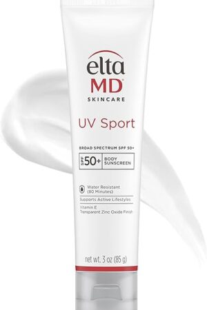 EltaMD UV Sport Sunscreen Lotion, SPF 50 Body Sunscreen, Water and Sweat Resistant, Oil-Free, Zinc Oxide Formula