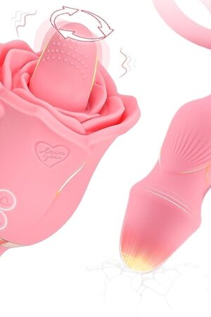 Vibrator Adult Sex Toys for Women,3 in1 Rose Clitoral Stimulator for Adult Toys with 360 Tongue Rotating and Dildo Vibrator,Couple Sex Toys,Sexual Pleasure Tools for Women