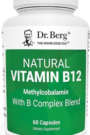 Dr Berg Natural Vitamin B12 1000 mcg with B Complex Blend - Methylcobalamin B12 for Energy, Nerve Health, and Cognitive Function* - Methylated B12 with Folate - 60 Capsules (2-Month Supply)
