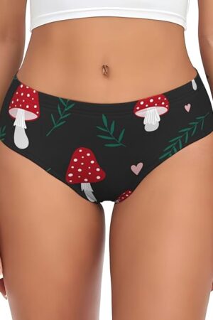 Amanita Mushroom Print Womens Underwear Soft Briefs Breathable Ladies Panties Sexy Lingerie